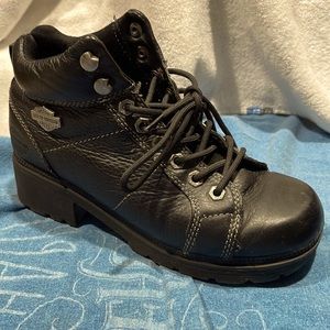 Harley Davidson Black Leather lace up Women's Riding Boots Size 8